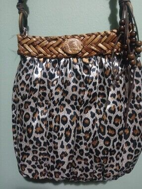 Vtg Capelli Satin And Straw Crossbody